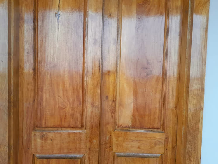 Polished teak wood door